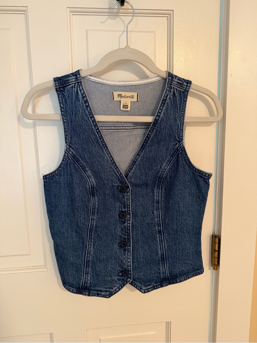 Madewell Dark Blue Denim Button-Front Vest
